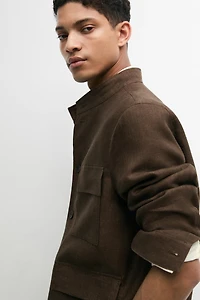 Total look faded linen overshirt
