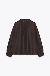 SHEER BALLOON SLEEVE BLOUSE
