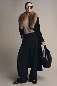 WOOL BLEND COAT WITH FAUX FUR COLLAR ZW COLLECTION