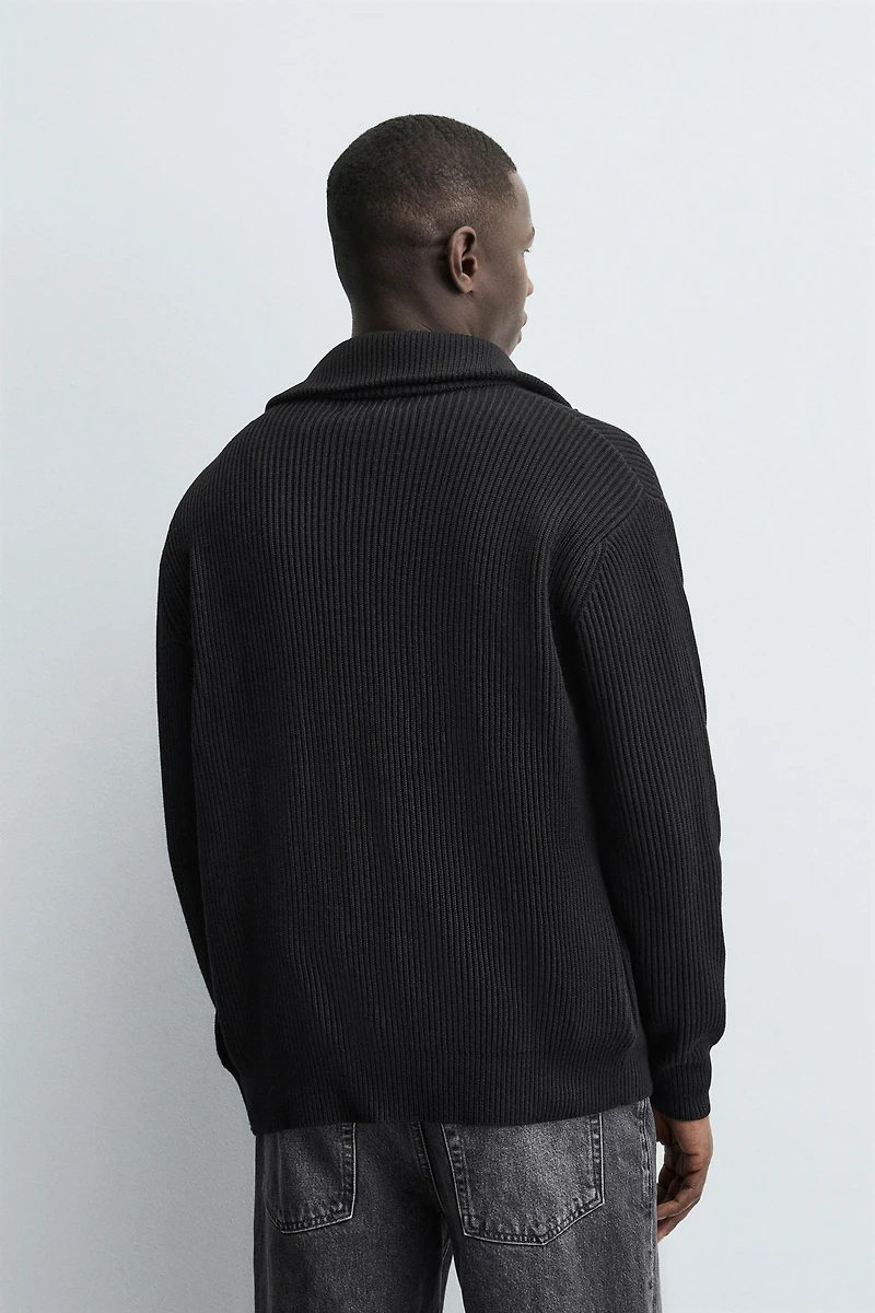 PURL KNIT CARDIGAN WITH ZIPPER