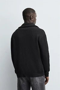 PURL KNIT CARDIGAN WITH ZIPPER