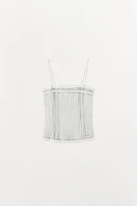 STRIPED LACE TOP