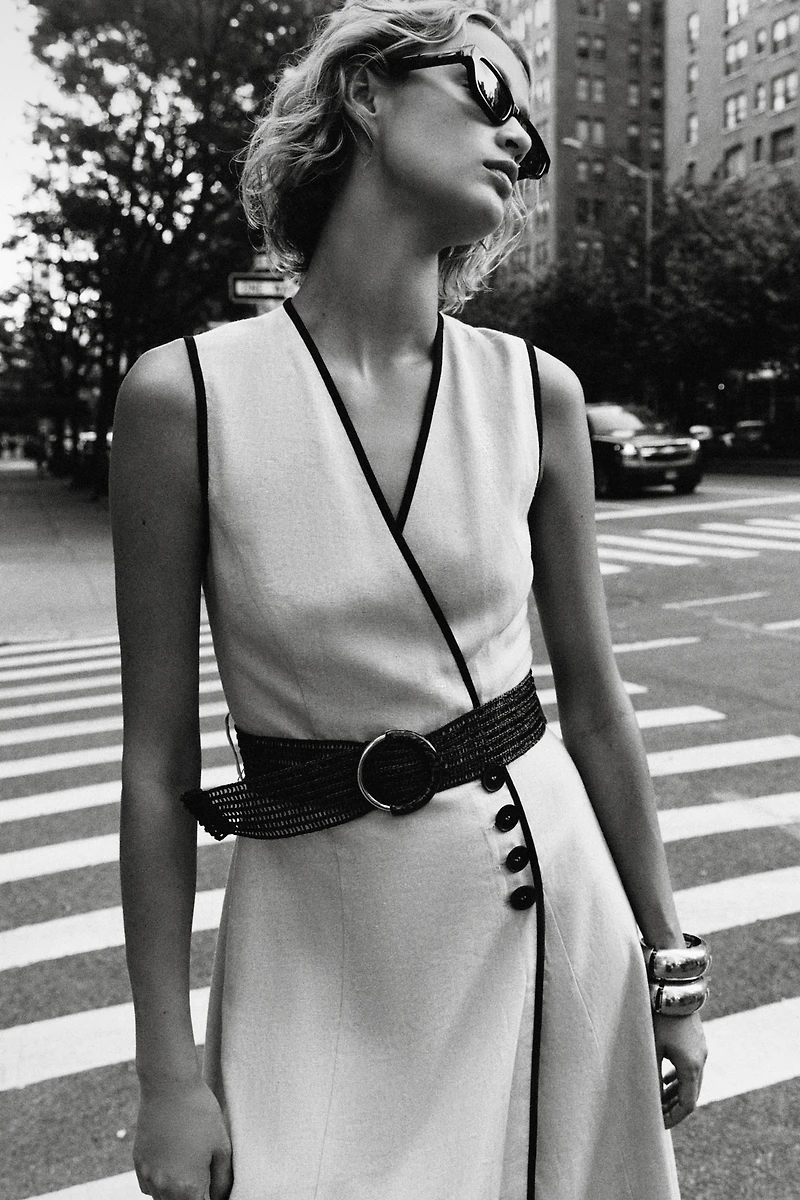 ROBE MIDI CEINTURE AVEC LIN