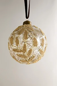 CHRISTMAS TREE GLITTERY FLORAL BALL ORNAMENT