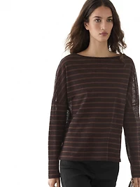 T-shirt en maille rayée lin