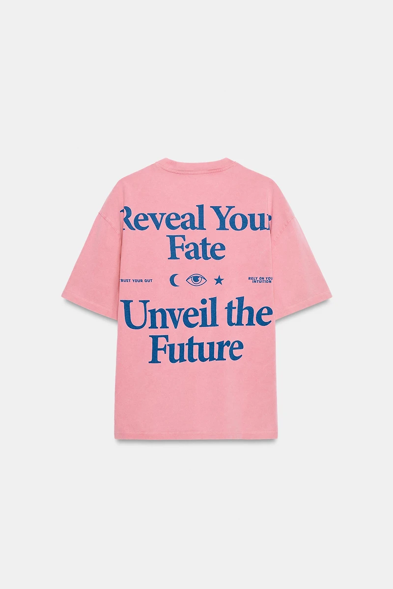 WASHED EFFECT TEXT T-SHIRT