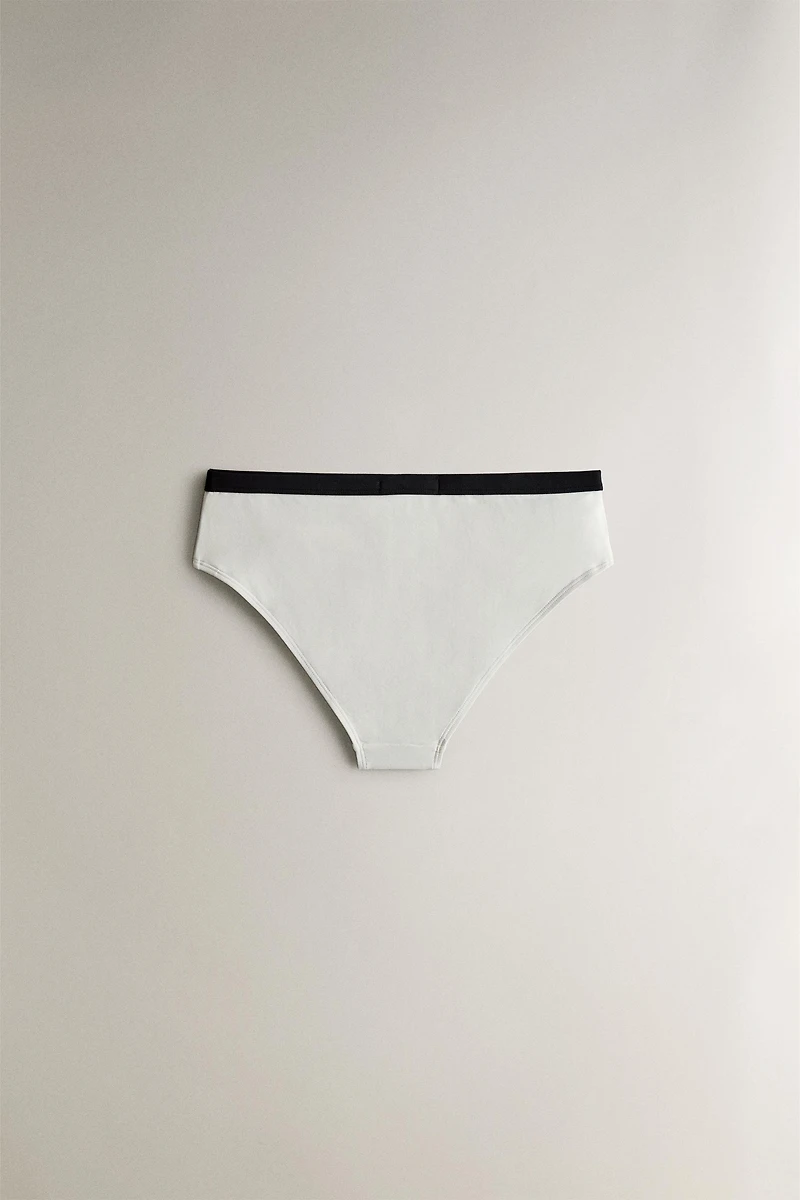 HIGH-WAISTED BEACH BIKINI BOTTOMS WITH CONTRAST BAND