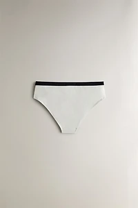 HIGH-WAISTED BEACH BIKINI BOTTOMS WITH CONTRAST BAND
