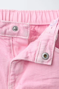 SHORT EN SERGÉ MOM FIT ONDULÉ