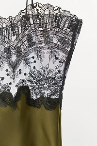 SATIN MIDI LACE DRESS