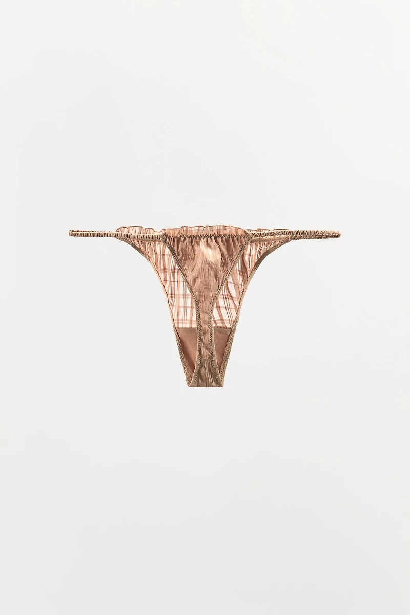 RUCHED ELASTIC THONG
