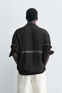 FLOWY SHIRT WITH GEOMETRIC EMBROIDERY