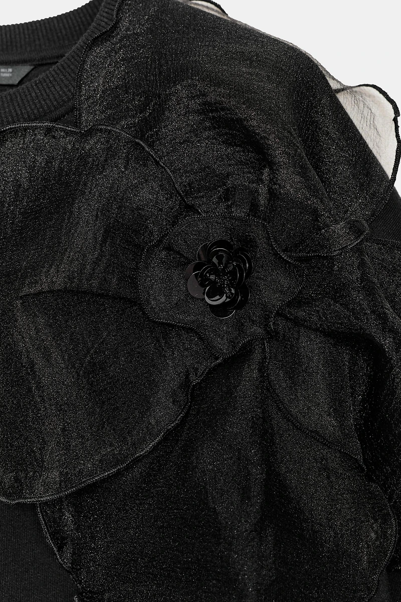 ORGANZA FLOWER SWEATSHIRT
