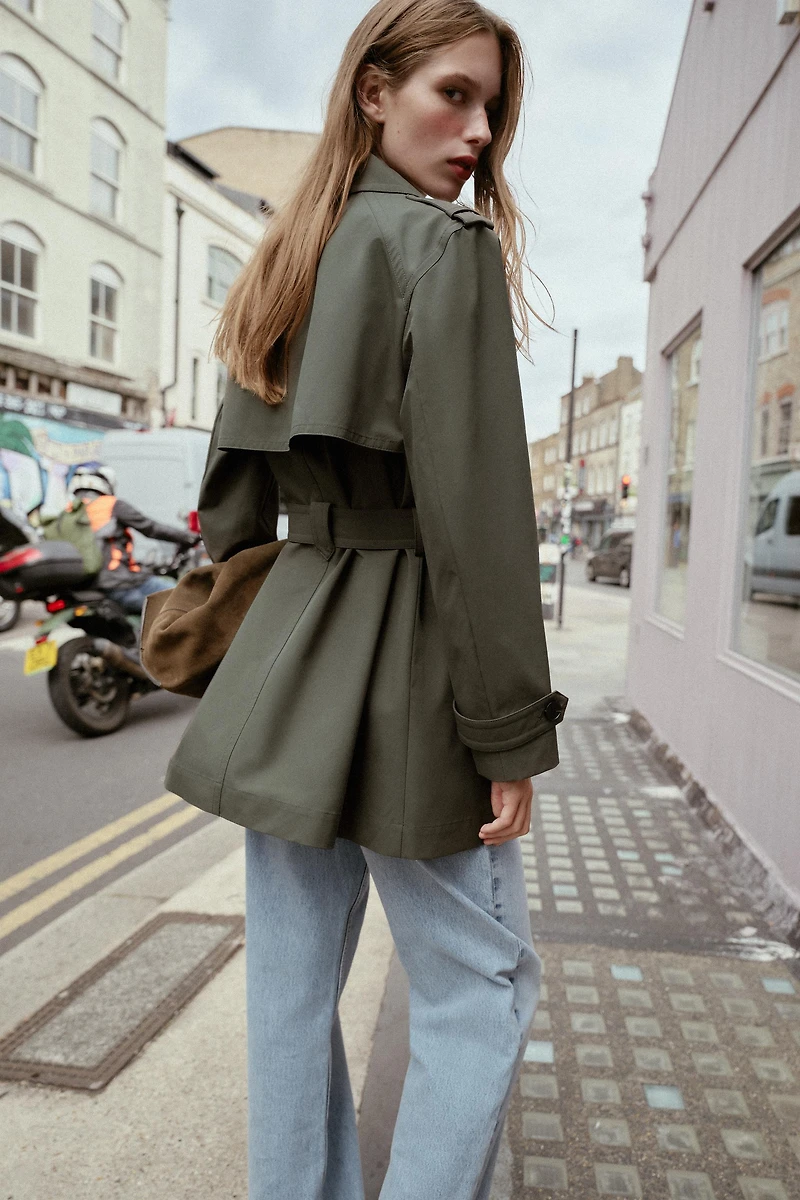 WATER REPELLENT WINDPROOF DOUBLE-BREASTED TRENCH COAT