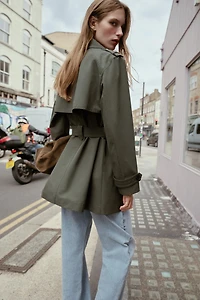 WATER REPELLENT WINDPROOF DOUBLE-BREASTED TRENCH COAT