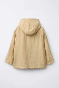 100% LINEN HOODED OVERSHIRT