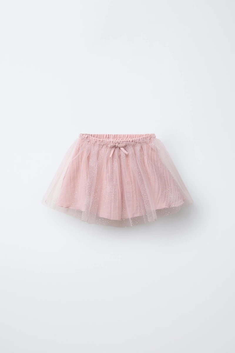 GLITTER TULLE SKIRT WITH BOW