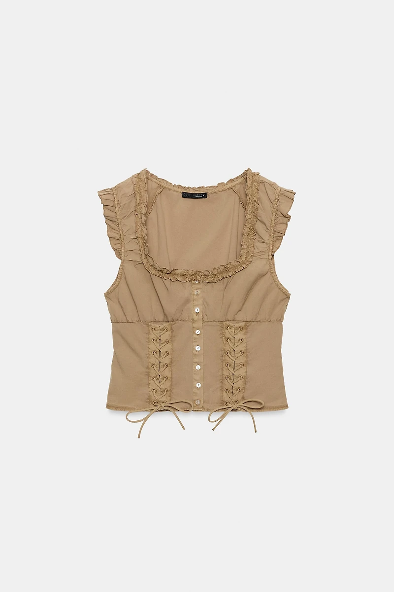 TOP POPELINE EFFET DÉLAVÉ