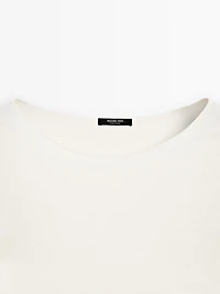 Wool blend boat neck sweater