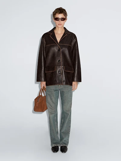 Nappa leather midi jacket