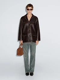 Nappa leather midi jacket