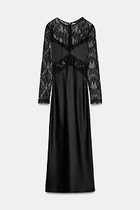 LONG COMBINATION LACE DRESS