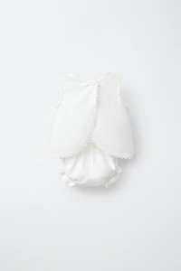 LINEN AND COTTON LACE BLOUSE BLOOMER SET