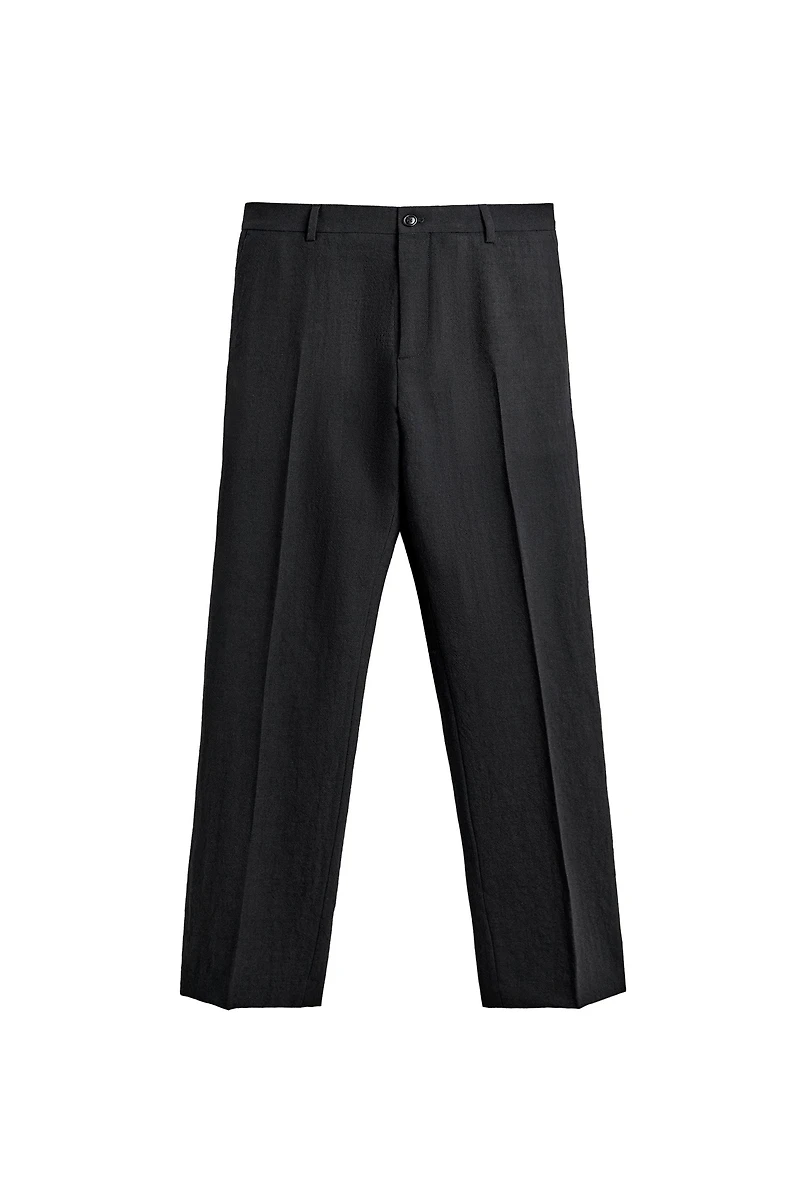 TEXTURED 100% WOOL SUIT PANTS