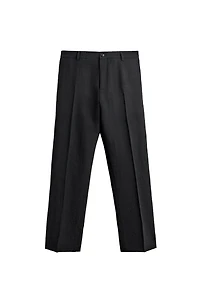 TEXTURED 100% WOOL SUIT PANTS
