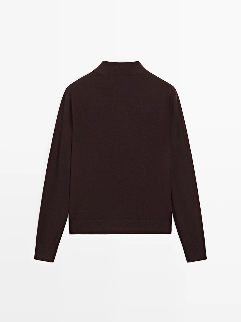 Pull polo en maille 100 % laine