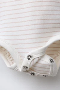 BEAR PATCH AND STRIPED BODYSUIT LEGGINGS SET