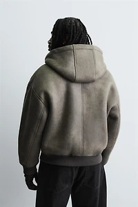 DOUBLE FACED WASHED FAUX LEATHER JACKET