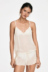 Flowing camisole top with embroidered detail