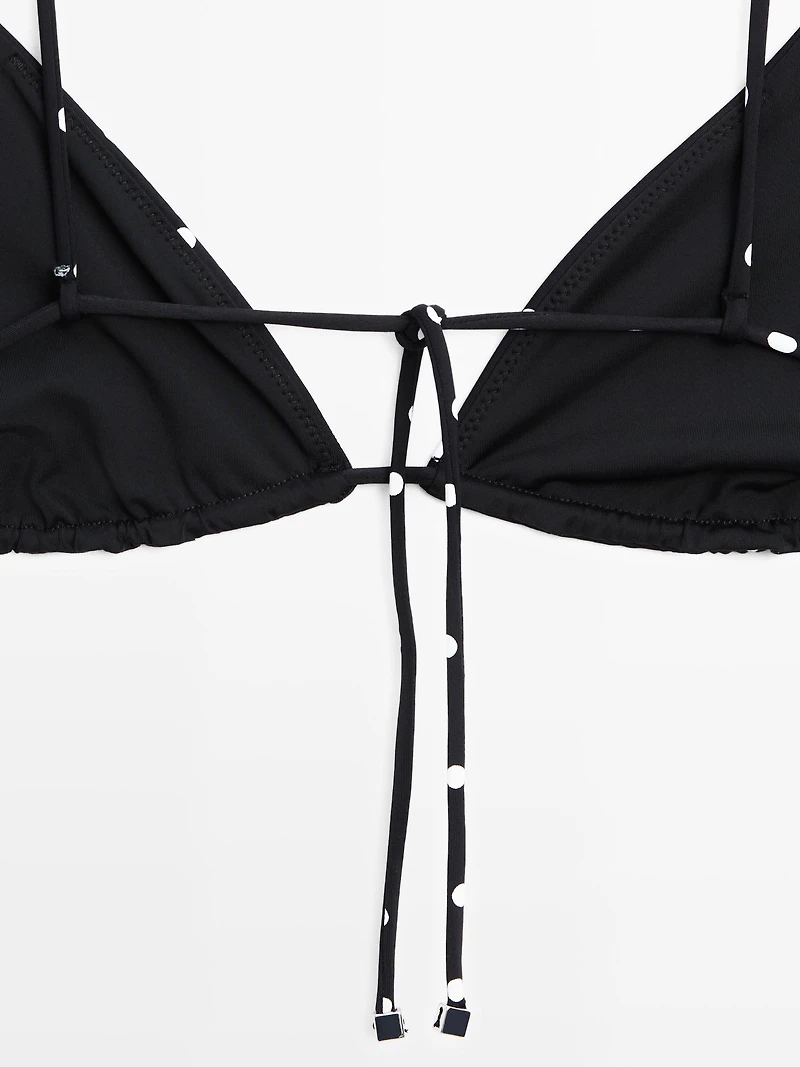 Polka dot print triangle bikini top