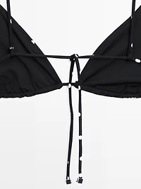 Polka dot print triangle bikini top