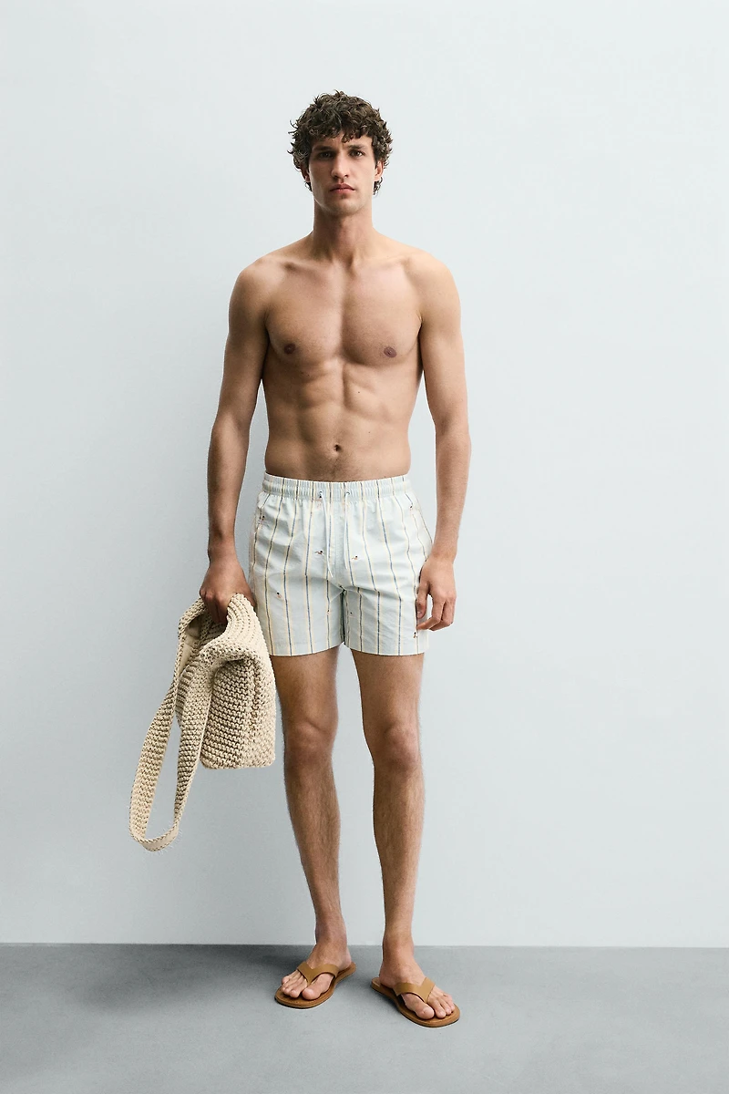 EMBROIDERED MID-LENGTH SWIMSUIT