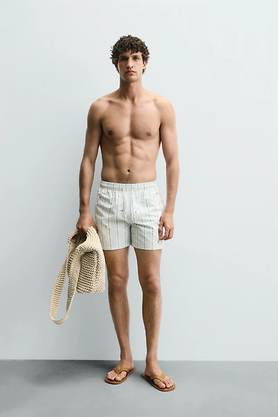 EMBROIDERED MID-LENGTH SWIMSUIT