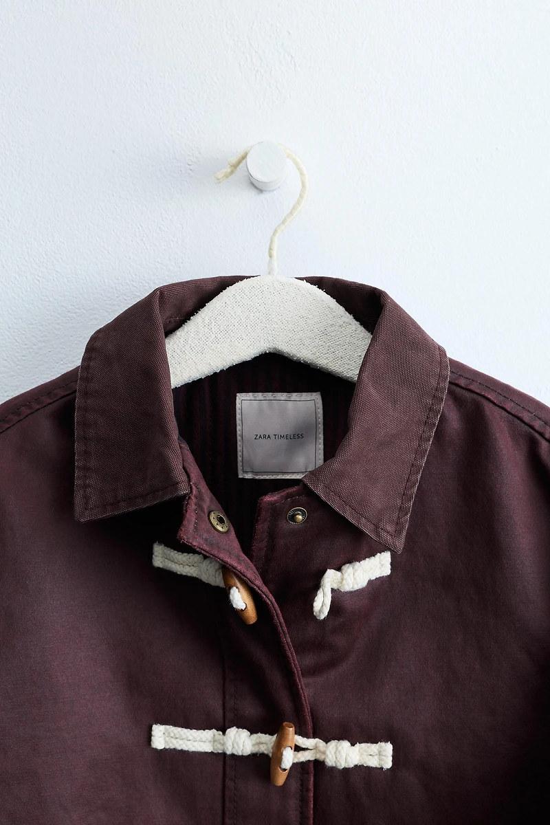 ZARA TIMELESS - WAX-EFFECT FROG FASTENING JACKET