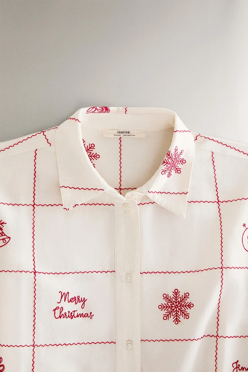 CHRISTMAS EMBROIDERY CHECK SHIRT