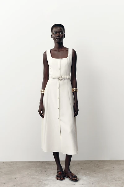 MIDI BELTED DRESS
