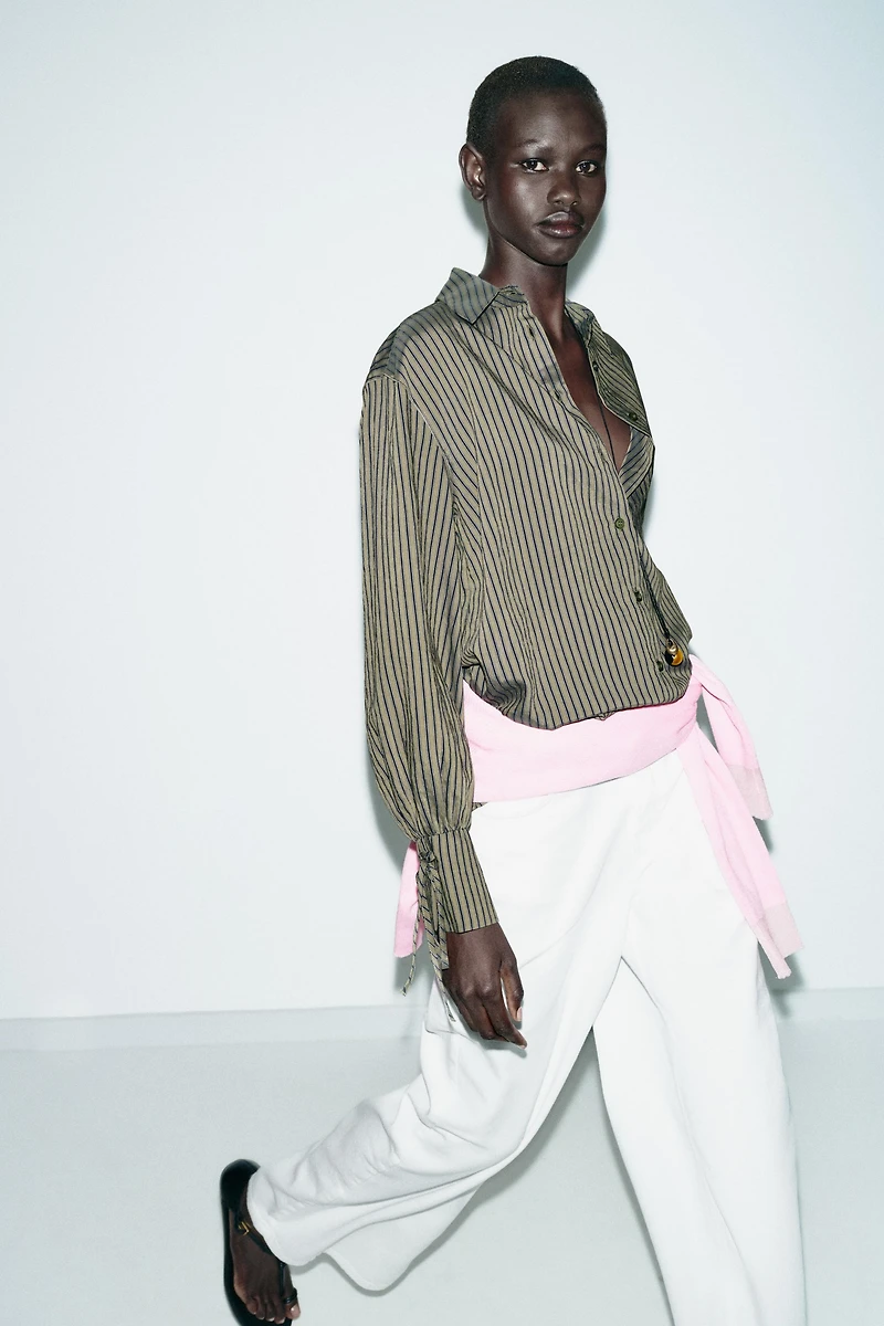 STRIPED SHIRT WITH BOWS