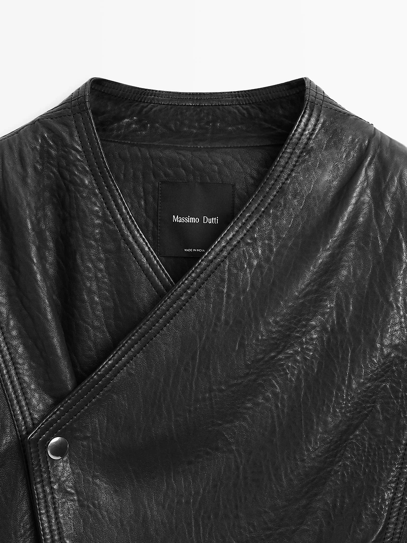 Leather bomber jacket