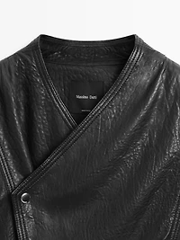 Leather bomber jacket