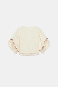 EMBROIDERED FRINGE BLOUSE