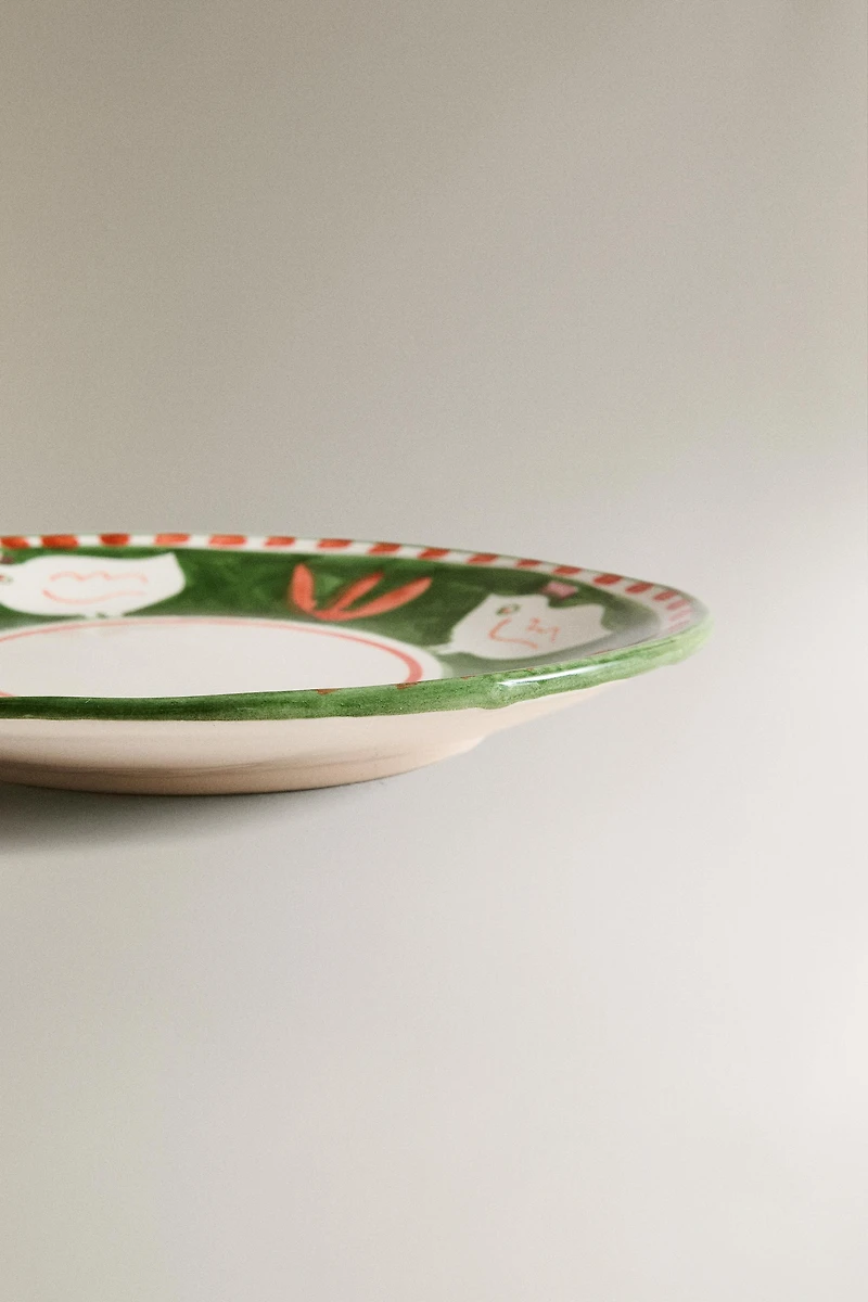 PAINTED CERAMIC DESSERT PLATE