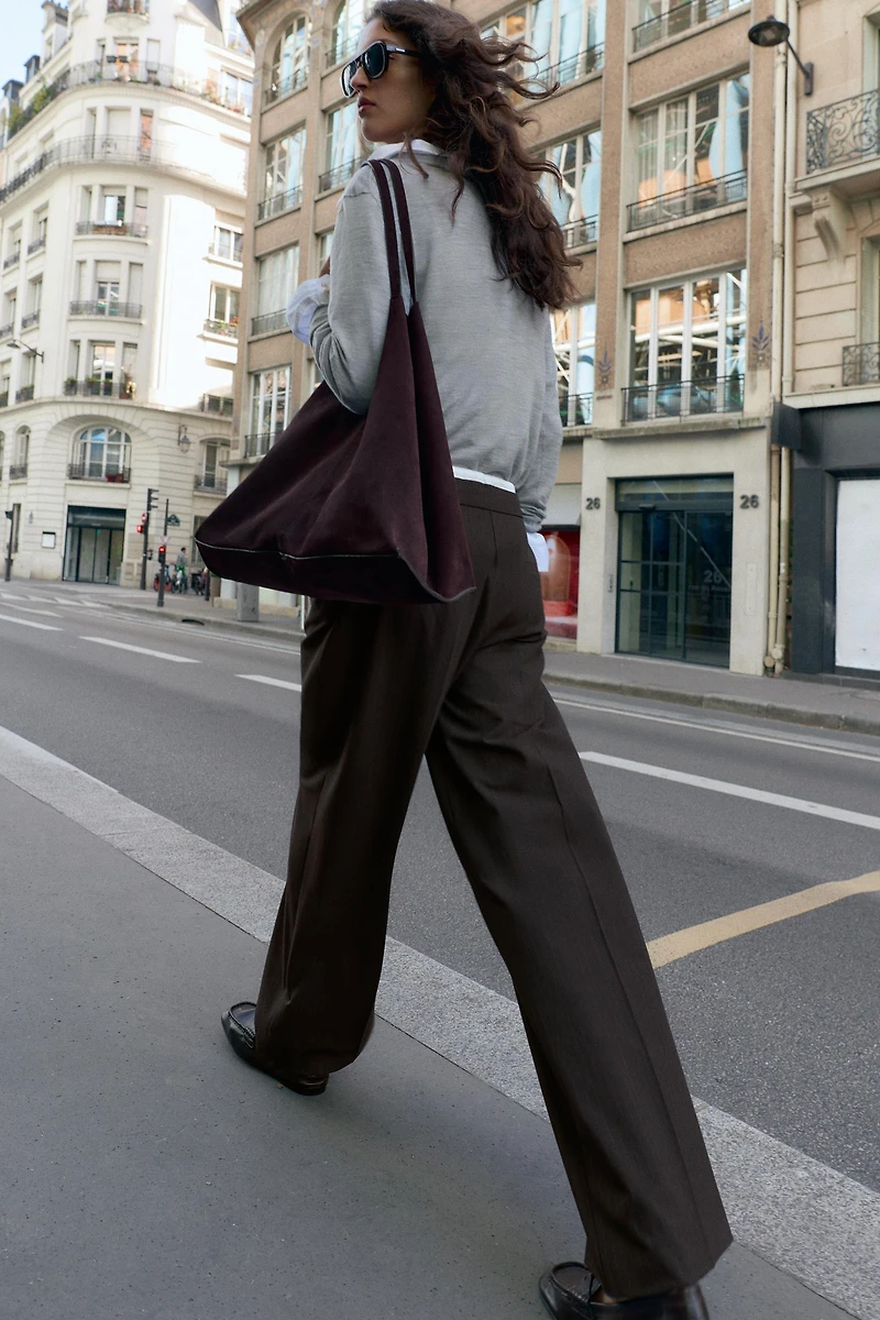 DOUBLE WAISTBAND WIDE-LEG PANTS