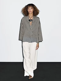 Striped cotton blend kimono