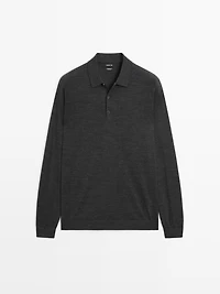 100% merino wool knit polo jumper