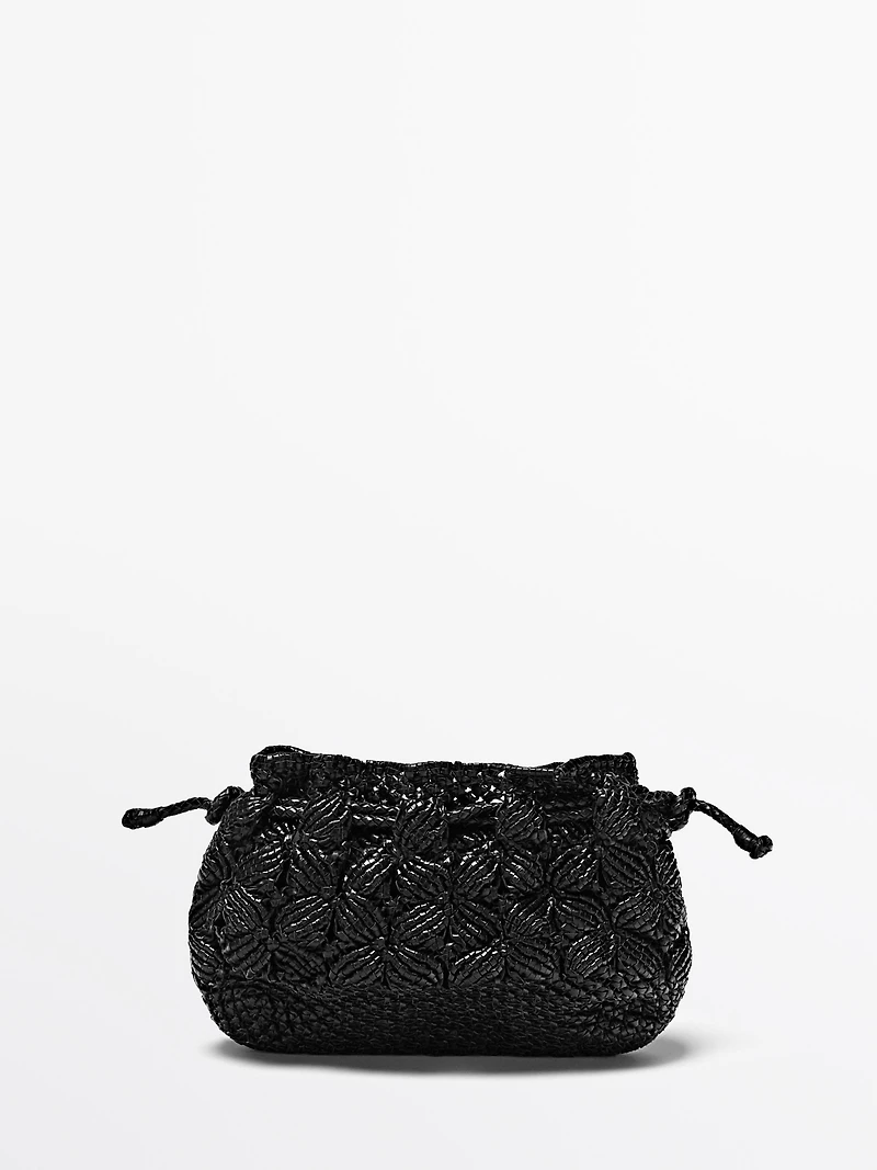 Nappa leather macramé pouch bag