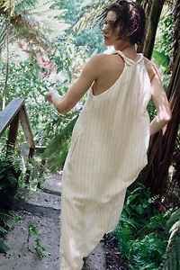METALLIC THREAD STRIPED LONG DRESS